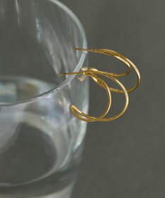 Phoebe 〈金属アレルギー対応〉クレセントレイヤーフープピアス　ゴールド　ステンレス