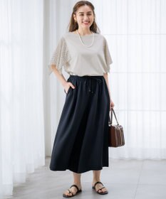 23区 L 【Lサイズ限定/吸水速乾/UVカット/接触冷感/】ストレッチジョーゼット ガウチョパンツ