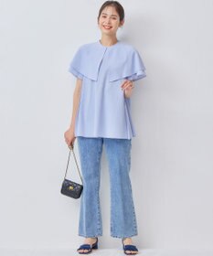 組曲 L サッカーストレッチ 襟付きブラウス