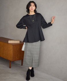 ANY ジョーゼット裏起毛ペプラムプルオーバー