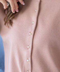 Tiaclasse 【洗える】パールボタンニットカーデ