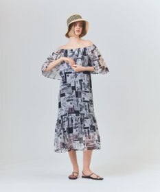 GRACE CONTINENTAL シフォンプリントドレス