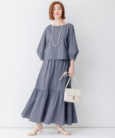 23区 L 【一部店舗限定/洗える】ハイカウントウェザーストレッチ ボートネック コンパクト ブラウス