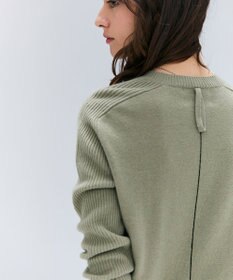 BEIGE， 【洗える】POMPE / ウールカシミヤ配色ラインクルーネックニット