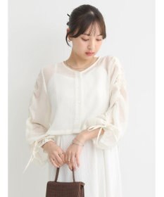 earth music&ecology キラキラシアーギャザーシャツ