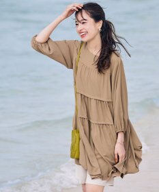 Tiaclasse L 【洗える】ティアードチュニックブラウス