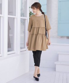 Tiaclasse L 【洗える】ティアードチュニックブラウス