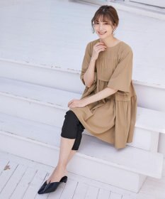 Tiaclasse L 【洗える】ティアードチュニックブラウス