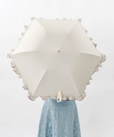 AURORA 【 JILL STUART（ジル スチュアート）】・WEB限定・　リバティパイピングフリル晴雨兼用パラソル(折りたたみ)