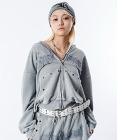 WEGO 【ユニセックス着用ITEM】ブリーチハトメZIPパーカー