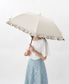 AURORA 【 JILL STUART（ジル スチュアート）】・WEB限定・　リバティパイピングフリル晴雨兼用パラソル(折りたたみ)