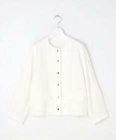 自由区 【セットアップ対応】リネンストレッチノーカラー ジャケット