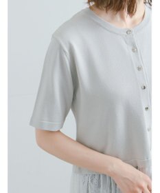 Te chichi レースヘム5分袖クルーカーディガン