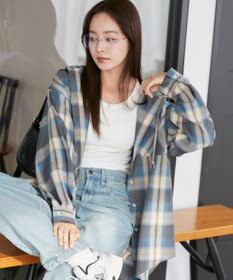 WEGO フードチェックBIGシャツ