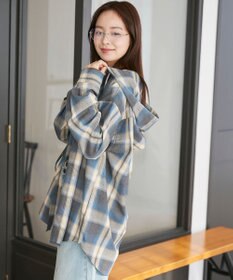 WEGO フードチェックBIGシャツ