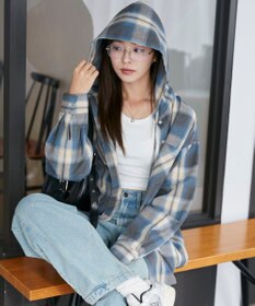 WEGO フードチェックBIGシャツ