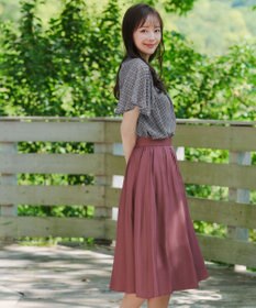 Tiaclasse 【洗える】チェック柄ハンカチスリーブブラウス