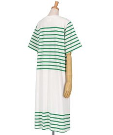 une nana cool 【綿100％】60ハイゲージ天竺パネルボーダー半袖ワンピース