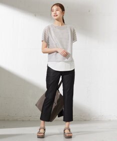 J.PRESS LADIES L 【洗える】シャンブレーサテン テーパード パンツ