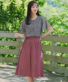 Tiaclasse 【洗える】チェック柄ハンカチスリーブブラウス