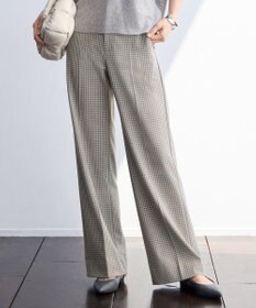 自由区 L TRギャバチェック柄ストレート パンツ