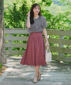 Tiaclasse 【洗える】チェック柄ハンカチスリーブブラウス