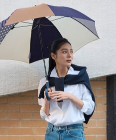 +RING レディース向け プラスリング 長傘 60cm NVY/BGE T1354