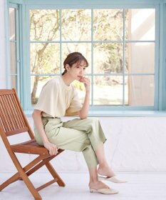 Tiaclasse L 【洗える】5分丈フレアスリーブブラウス