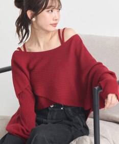 earth music&ecology 【2WAY】【洗濯機洗い可】SET2点クロスニット＋キャミソール