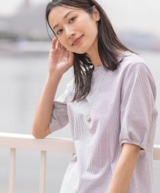 J.PRESS LADIES 【WEB限定カラーあり・抗菌消臭・吸水速乾】サッカージャージー 5分袖 ペプラム カットソー