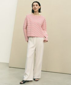 UNFILO ドライタッチリブ バックZIP ボーダートップス