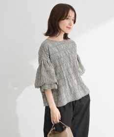 Green Parks 前後２ｗａｙ袖バルーンギンガムチェックブラウス