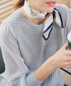 Tiaclasse L 【新色追加・洗える】シアーチェック柄ニットチュニック