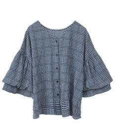 Green Parks 前後２ｗａｙ袖バルーンギンガムチェックブラウス