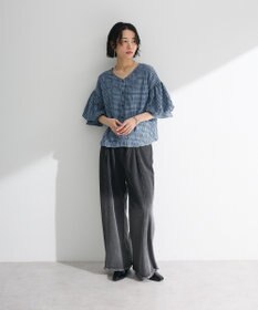 Green Parks 前後２ｗａｙ袖バルーンギンガムチェックブラウス