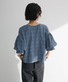 Green Parks 前後２ｗａｙ袖バルーンギンガムチェックブラウス