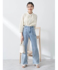 earth music&ecology フロントレースシフォンブラウス