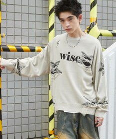 WEGO 【ユニセックス着用ITEM】ダメージジャガードニットプルオーバー