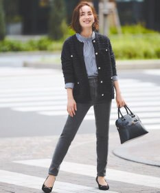 ANY SIS 【洗える】フェイクパールストライプ ブラウス