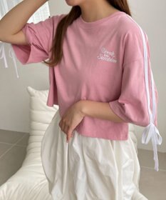 WEGO 2ラインリボングラフィックショートT