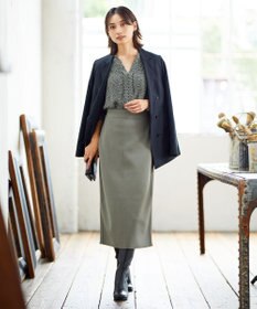 ICB 【人気のため新柄追加・洗える】Back Satin Amunzen キーネック長袖ブラウス