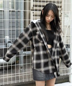 WEGO 裏毛フードチェックシャツ