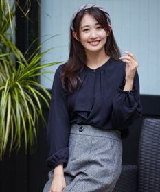 Tiaclasse 【洗える・スマート裏起毛】ジョーゼットフリルブラウス