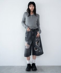 WEGO ヘンリーネックフードロンT