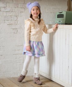 ANY KIDS 肩フリルハートケーブルニット