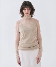 BEIGE， 【洗える・Precious 7月号掲載】TAMARIX / ストレッチチュールハイネックブラウス