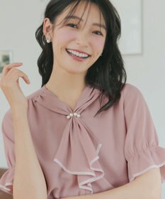 Tiaclasse L 配色パイピングボウタイブラウス