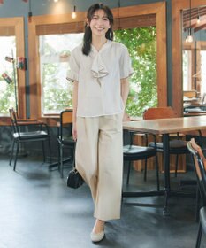 Tiaclasse L 配色パイピングボウタイブラウス