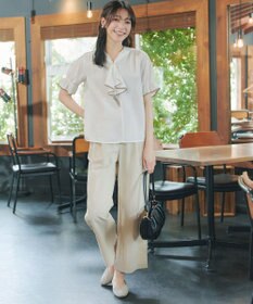 Tiaclasse L 配色パイピングボウタイブラウス