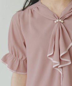 Tiaclasse L 配色パイピングボウタイブラウス